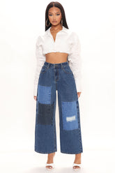 Caught In A Daydream Patchwork Ankle Jeans - Dark Wash Ins Street